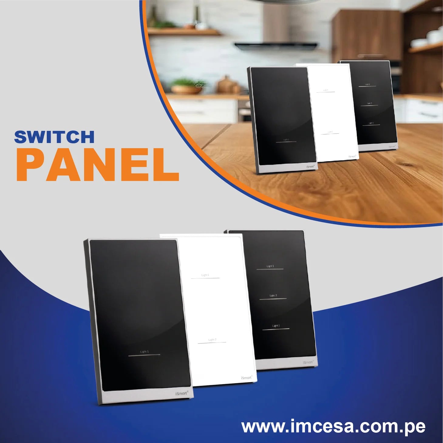 Switch panel negro – 3 toques